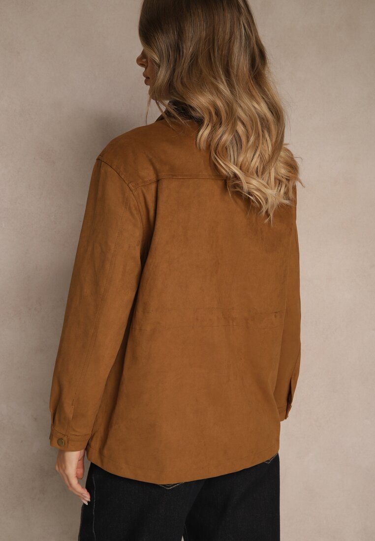yu & me Jachetă Tip Cămașă Maro Barn Jacket cu Buzunare cu Capse Tilusea