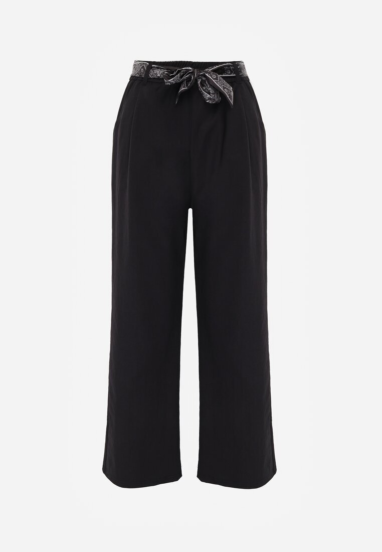 yu & me Pantaloni Bleumarin Bumbac-Vâscoză Wide Leg cu curea tip eșarfă Arlethia