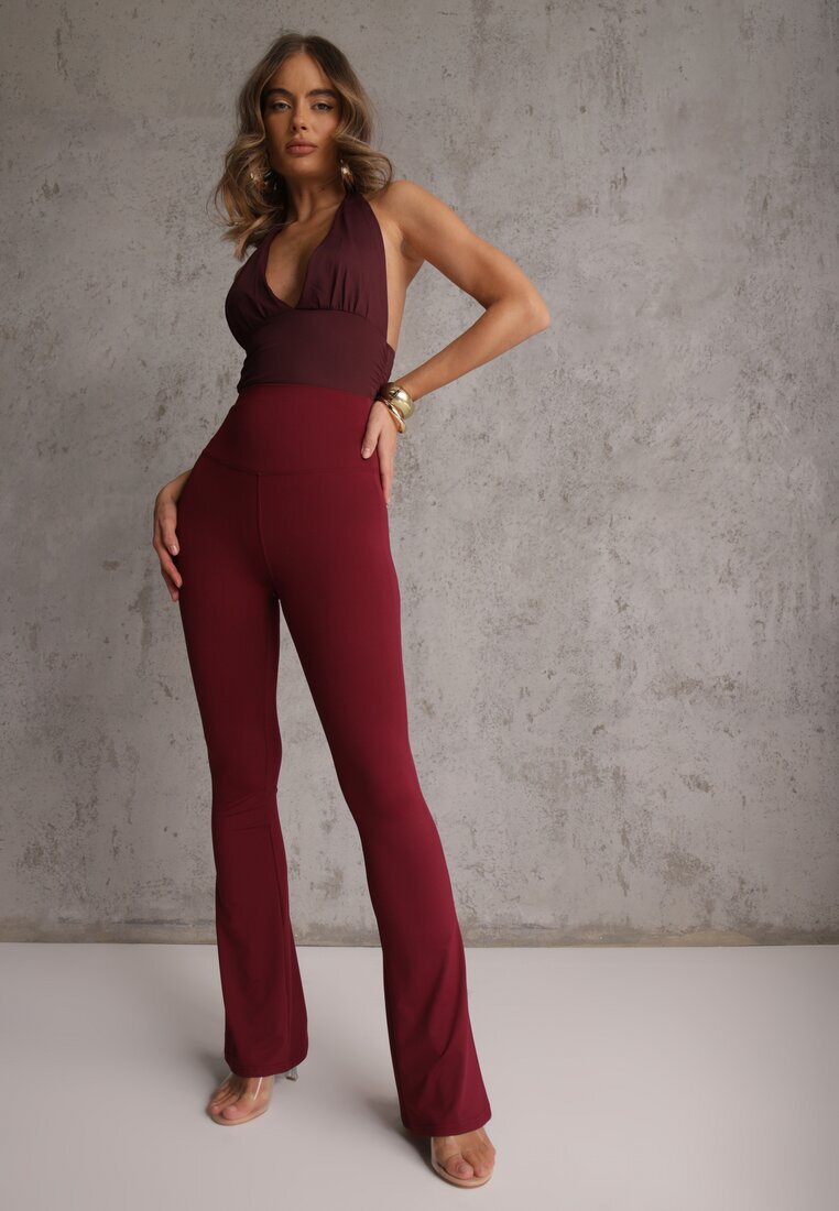 yu & me Pantaloni Bordo Talie înaltă din Material Elastic cu Bandă Elastică în Talie Dorra