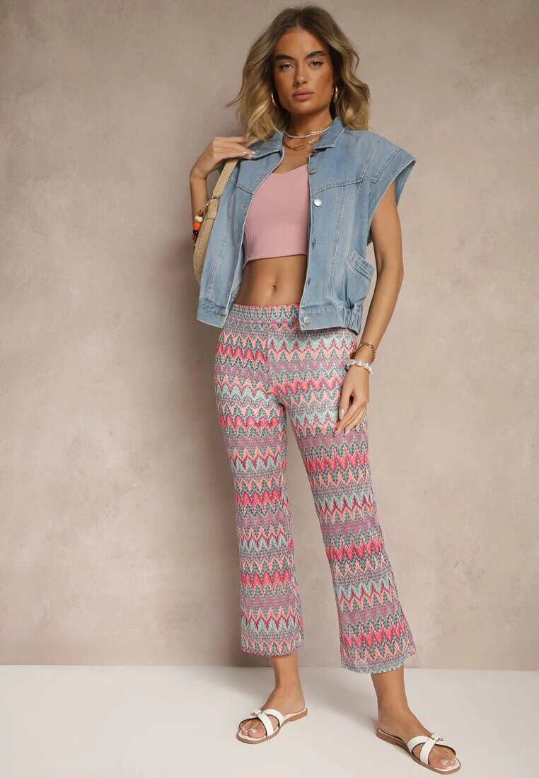 yu & me Pantaloni evazați Fucsia Decorați cu Motiv Geometric Novanelle