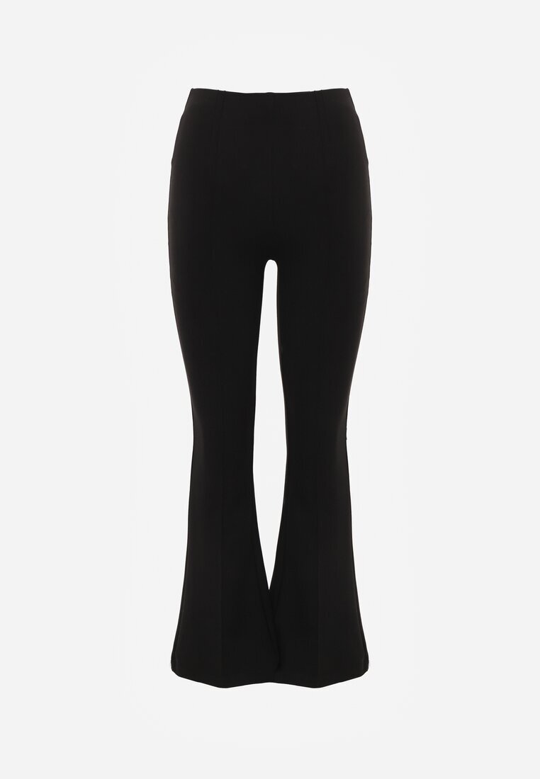 yu & me Pantaloni evazați Negri cu Talie Înaltă din Viscoză și Bumbac cu Elastic în Talie Lertidra