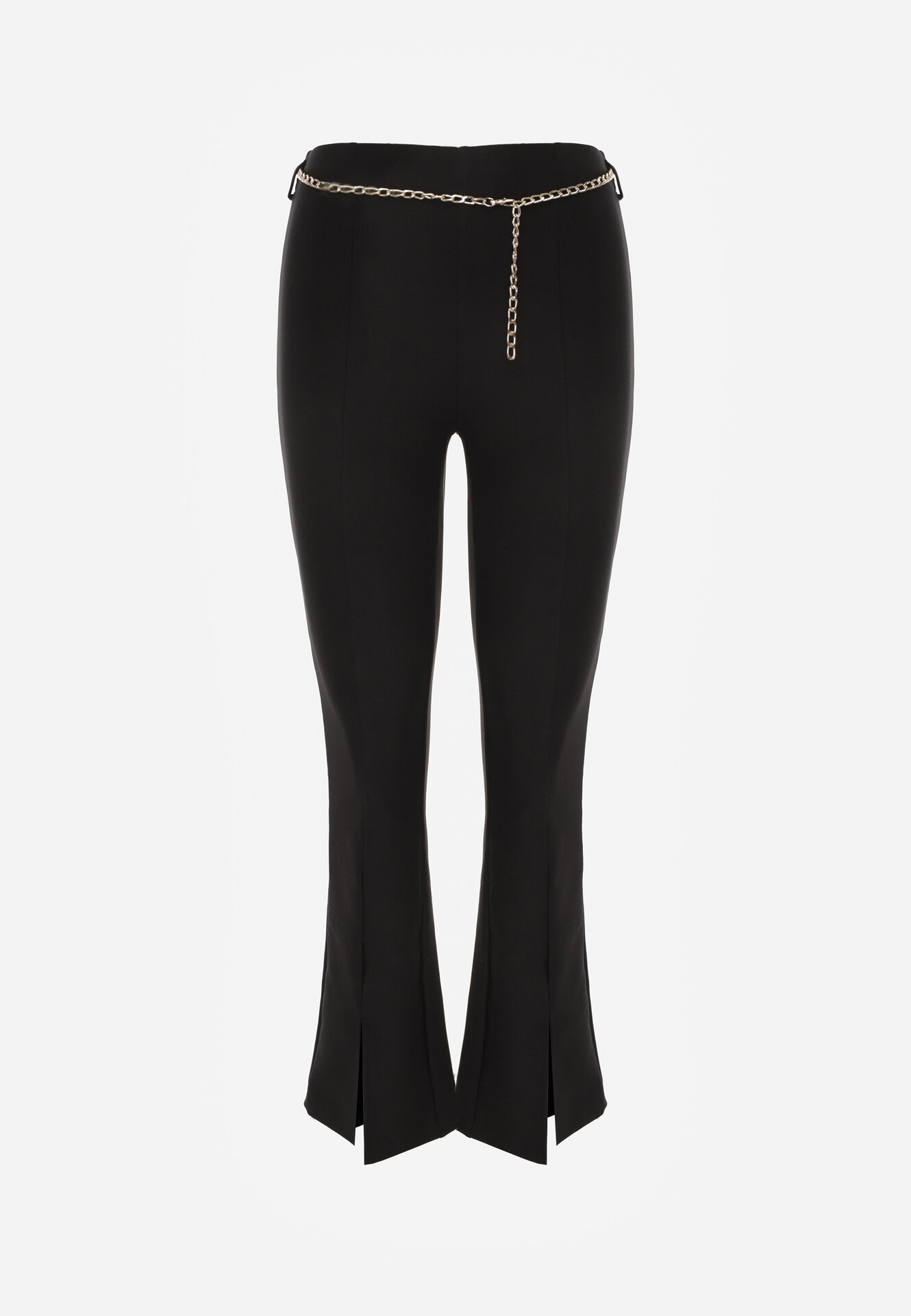 yu & me Pantaloni Negri Textili Evazați cu Lanț Decorativ Amelana