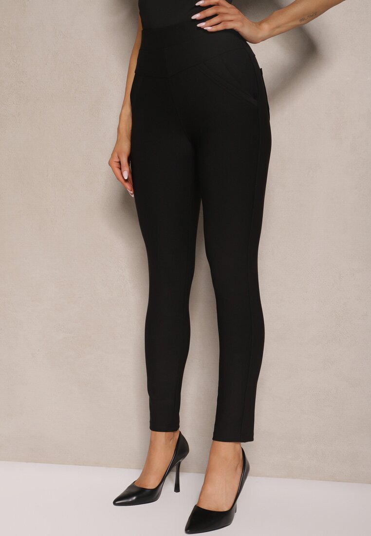yu & me Pantaloni Negri tip Skinny cu elastic în talie și buzunare Rizeena