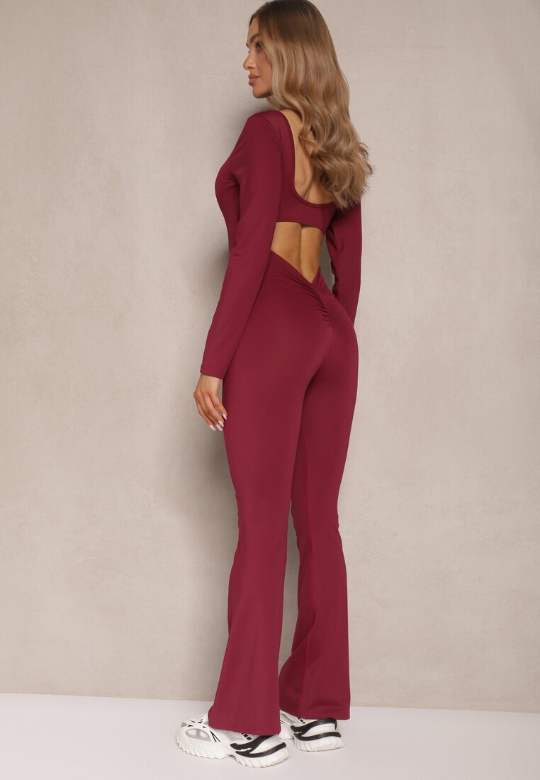 yu & me Salopetă Visinie Bodycon cu cupe întărite și decupaje la spate Calinori