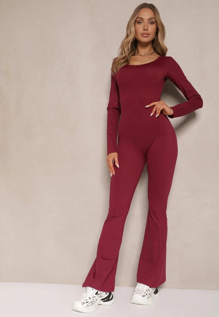 yu & me Salopetă Visinie Bodycon cu cupe întărite și decupaje la spate Calinori