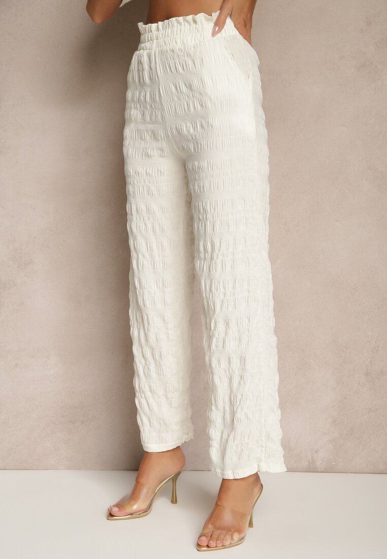 yu & me Set Casual Alb cu Pantaloni Largi și Tricou Devineva