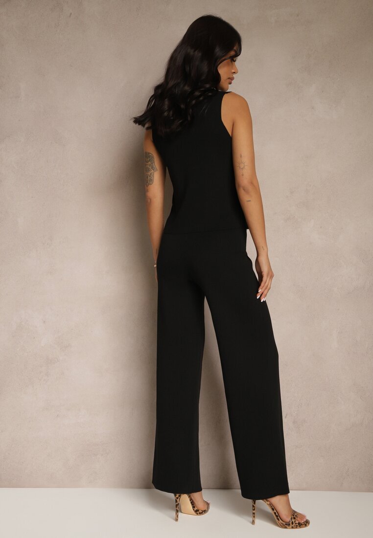 yu & me Set Negru din Tricot Vestă și Pantaloni Largi Nelli