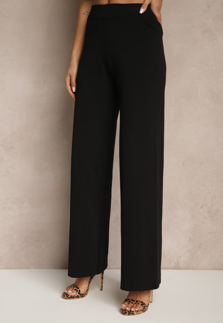 yu & me Set Negru din Tricot Vestă și Pantaloni Largi Nelli