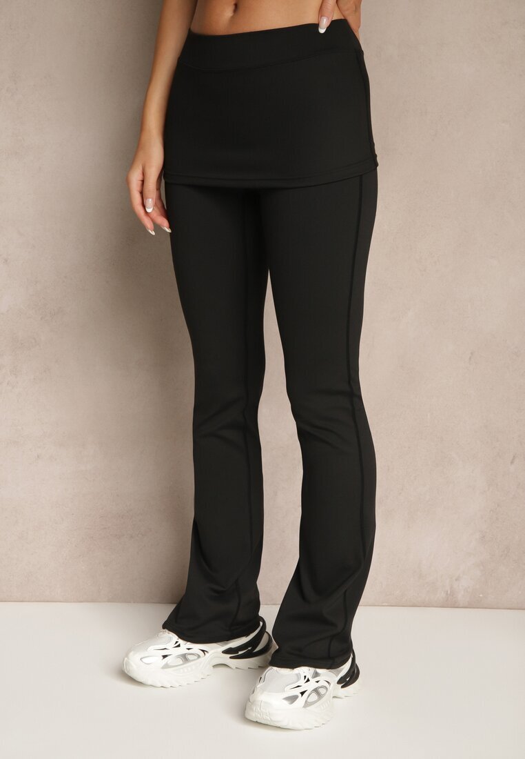 yu & me Set Negru în stil sportiv Pantaloni evazați cu talie îndoită și Tricou Silfina