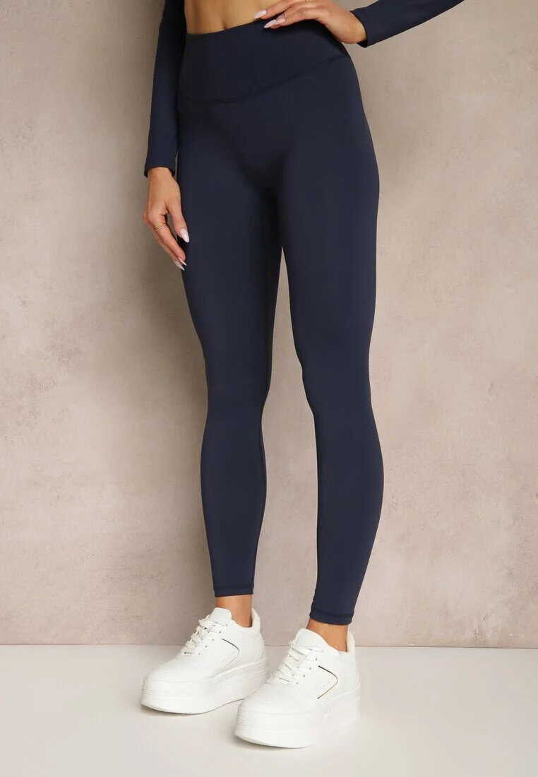 yu & me Set Sport Bleumarin Colanți High Waist și Longsleeve cu Spate Decorativ Dasalle