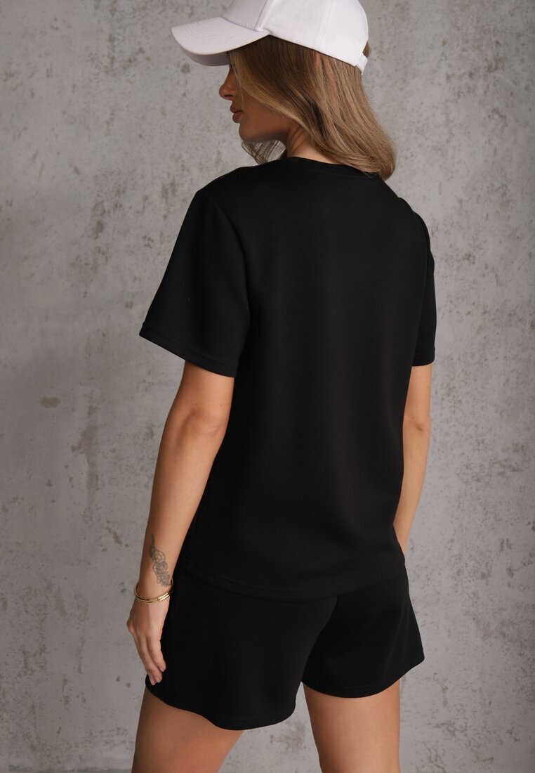 yu & me Set Sport Negru Din bumbac și vâscoză Tricou și Pantaloni scurți Areinna