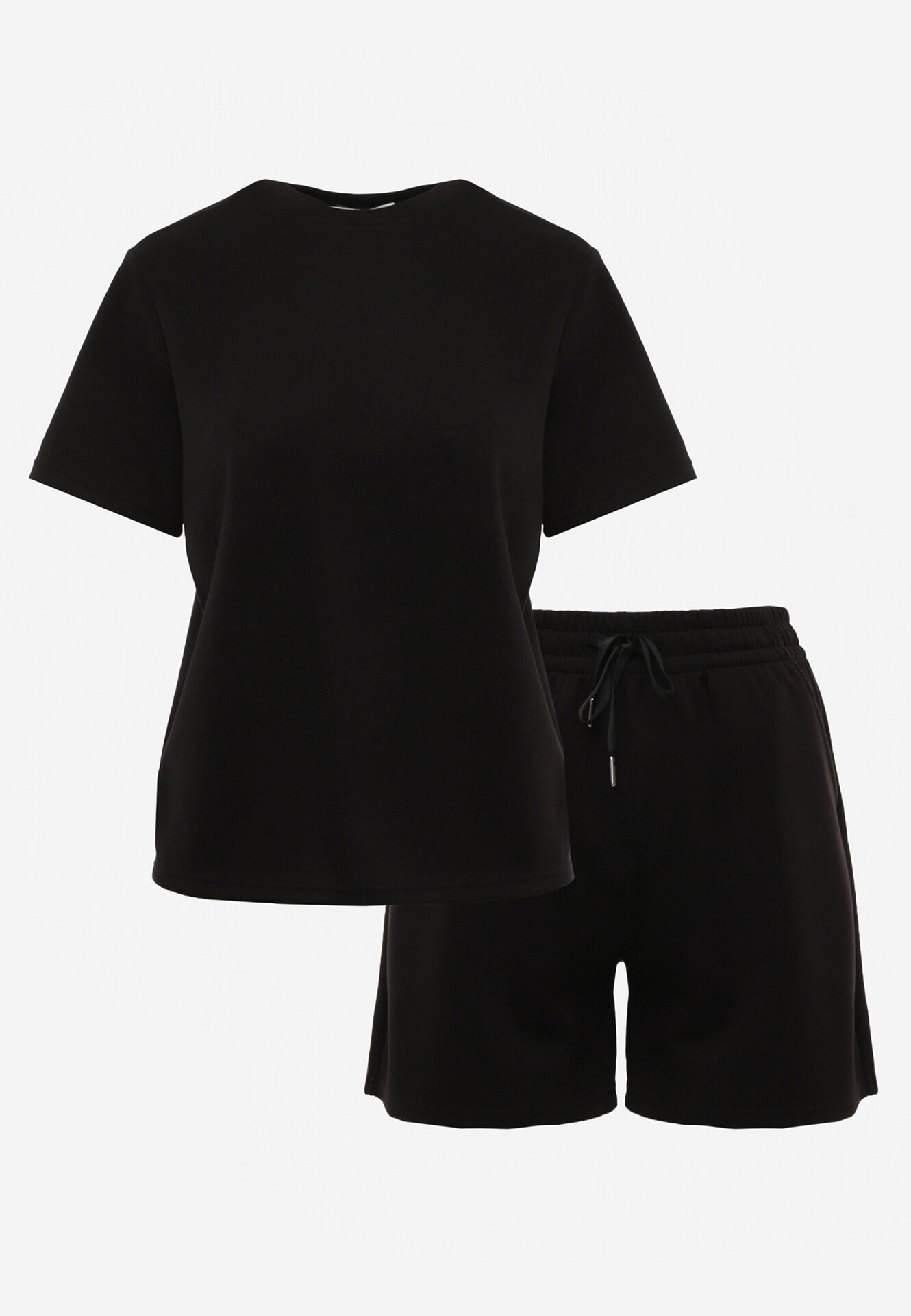 yu & me Set Sport Negru Din bumbac și vâscoză Tricou și Pantaloni scurți Areinna