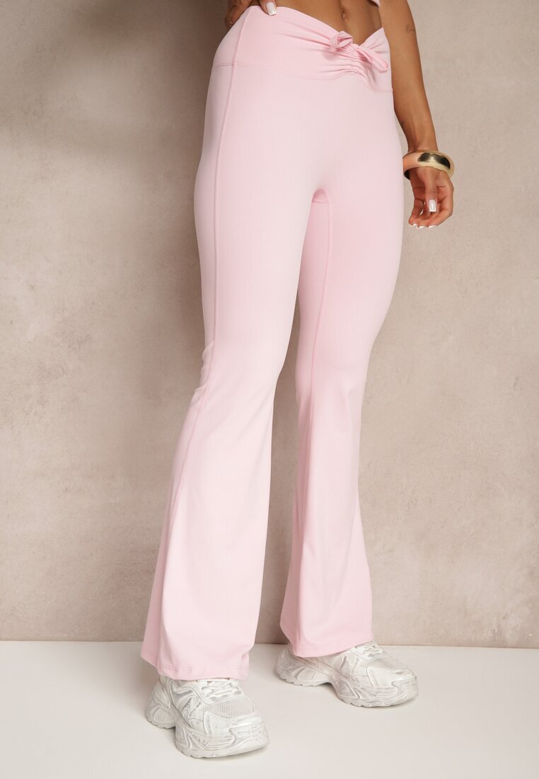 yu & me Set Sport Roz Mulat Top și Pantaloni Flare cu Legătură în Talie Koseria