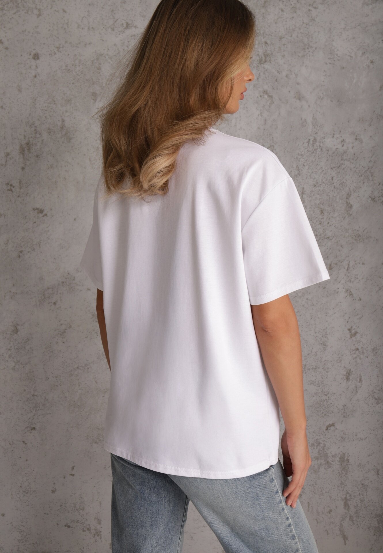 yu & me T-shirt oversize din bumbac decorat cu aplicații pătrate Evesilea Alb