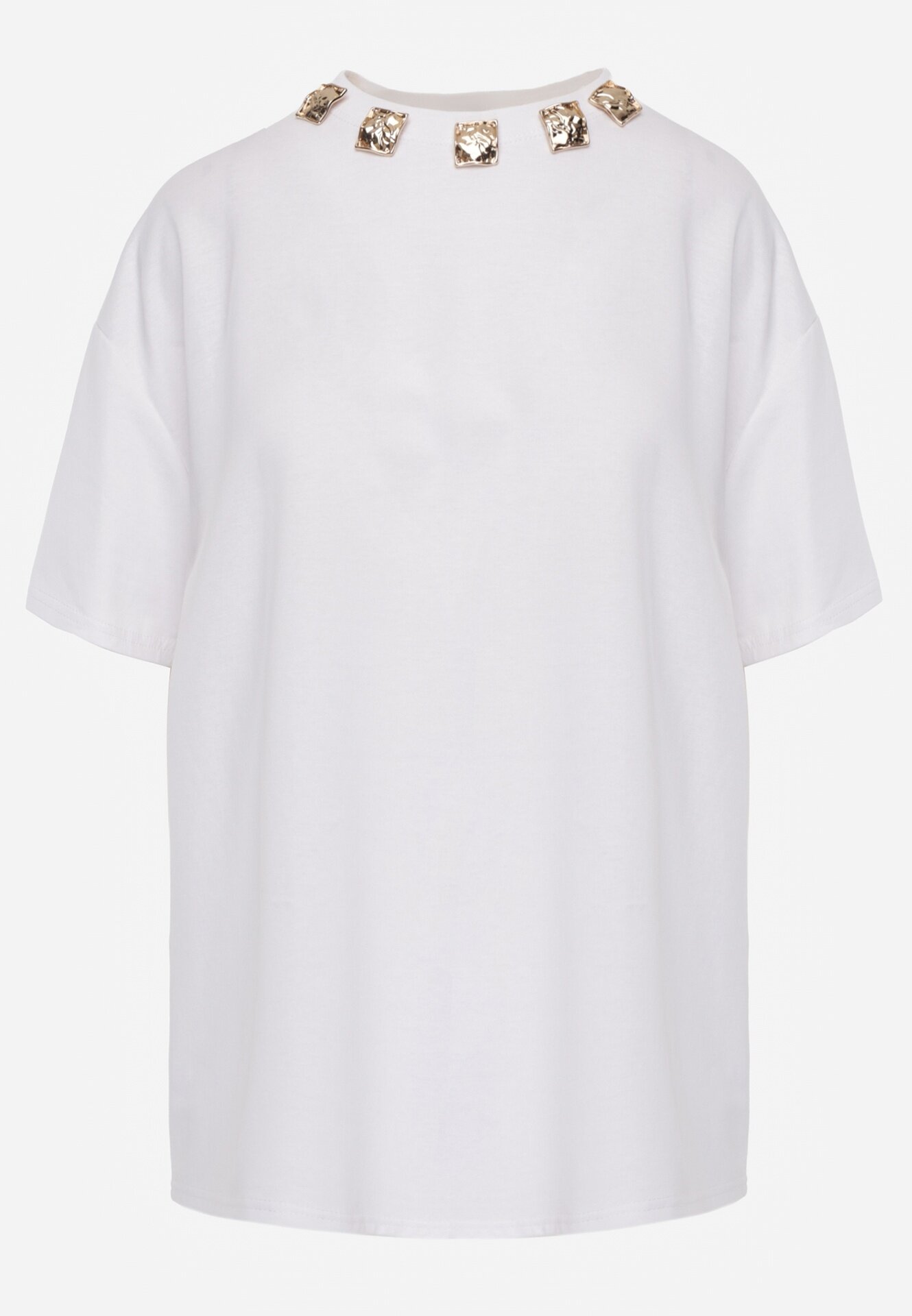 yu & me T-shirt oversize din bumbac decorat cu aplicații pătrate Evesilea Alb