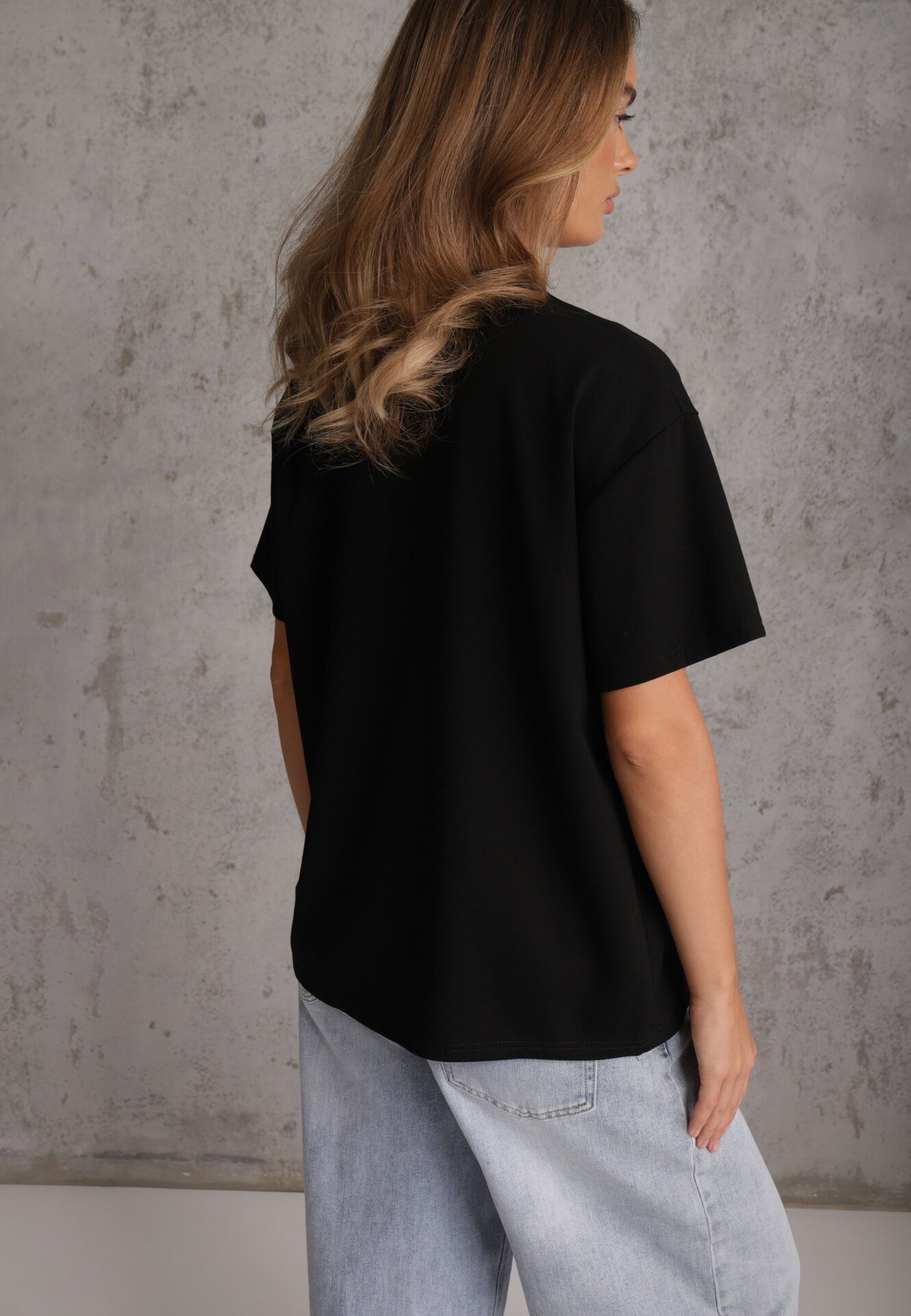 yu & me T-shirt oversize din bumbac decorat cu aplicații pătrate Evesilea Negru