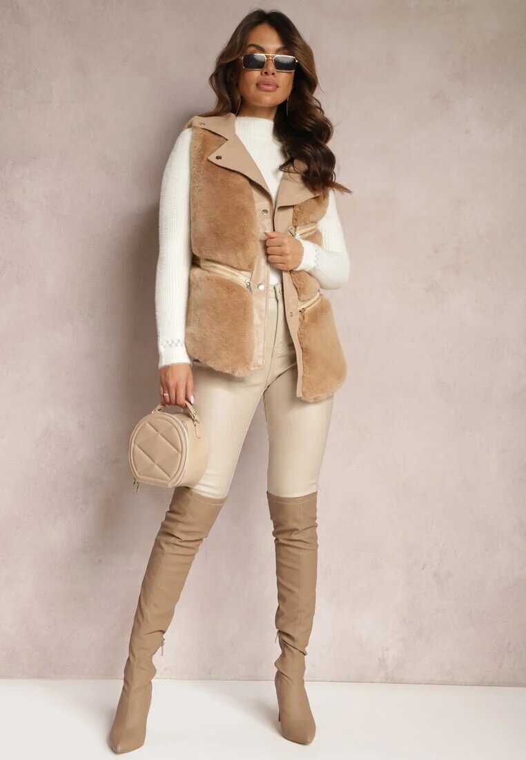 yu & me Vestă Bej Din Blană Hinlosh