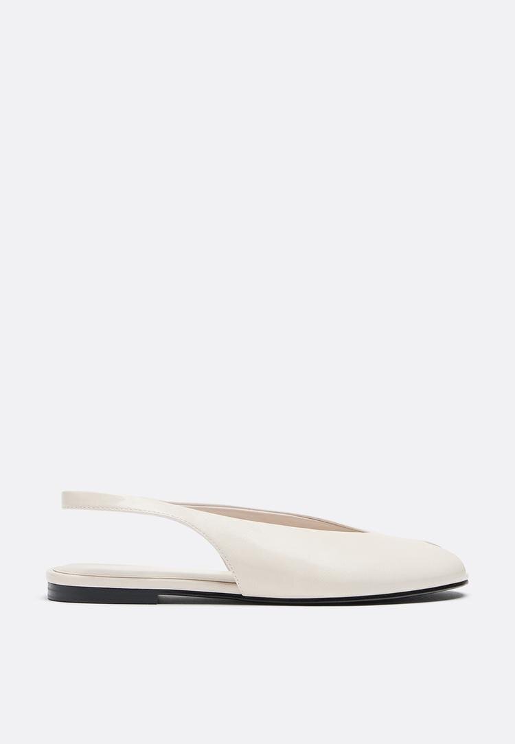 Stradivarius Balerini Cu Talpă Joasă Decupați Tip Peep Toe Crem 41