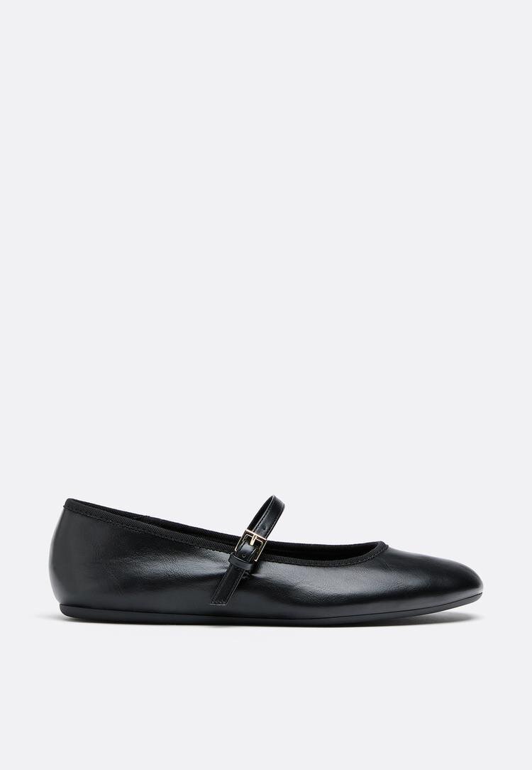 Stradivarius Balerini Mary Jane De Bază Negru 38