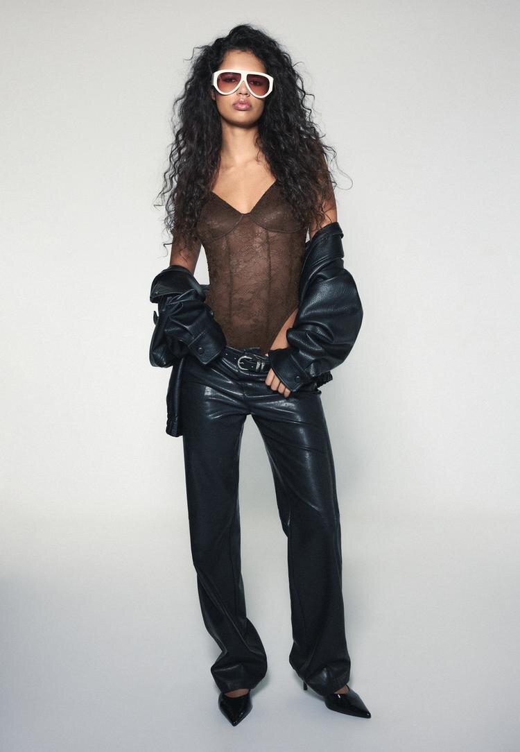 Stradivarius Body Din Dantelă Cu Bretele Albastru L