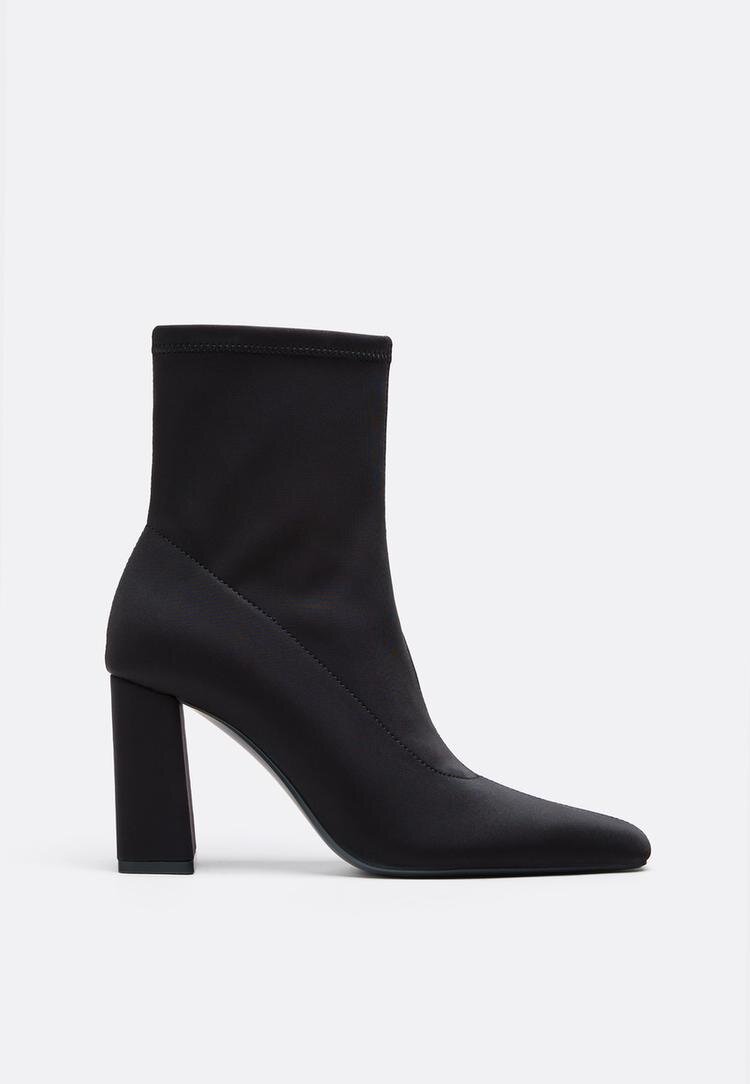 Stradivarius Botine Cu Toc Din Neopren Negru 40