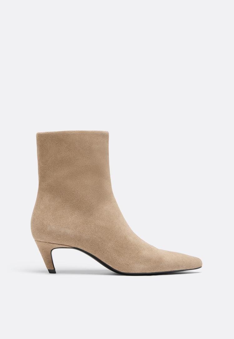 Stradivarius Botine Cu Toc Kitten Din Piele Bej Închis 36