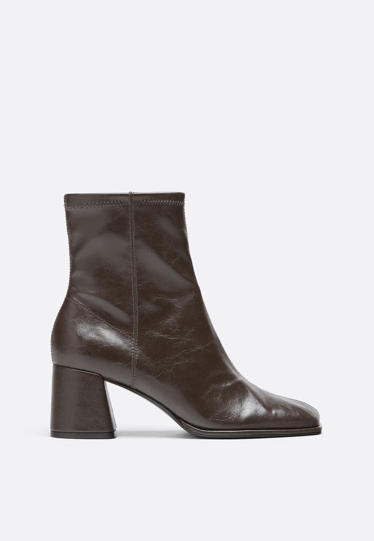 Stradivarius Botine Cu Toc Lat Gri 41