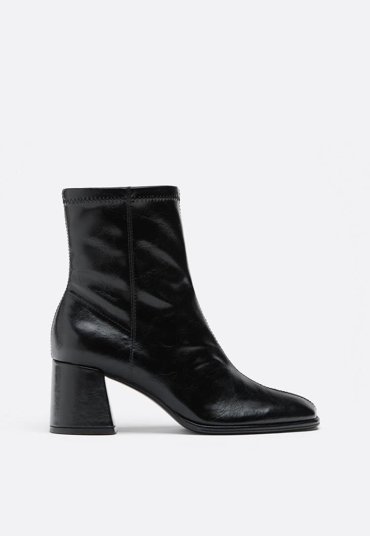 Stradivarius Botine Cu Toc Lat Negru 38