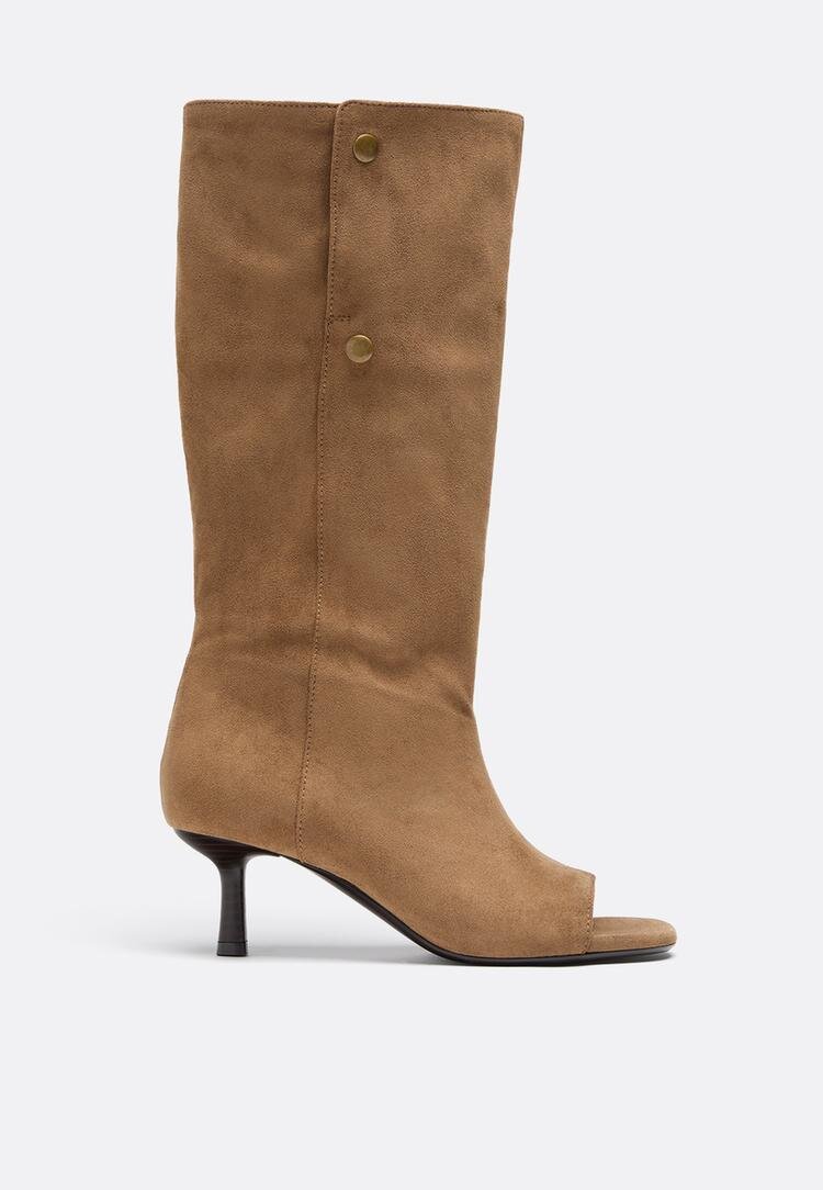 Stradivarius Botine Cu Toc Peep Toe Bej 36