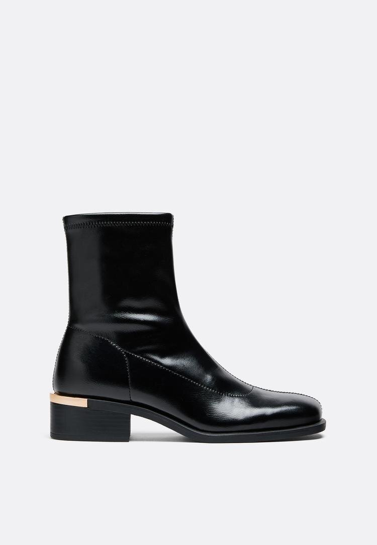 Stradivarius Botine Joase Elastice Din Imitație De Piele Negru 35