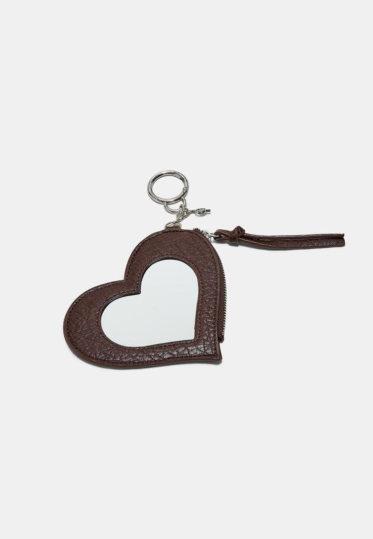 Stradivarius Breloc Charm Portofel Inimă Cu Oglindă Maro Os