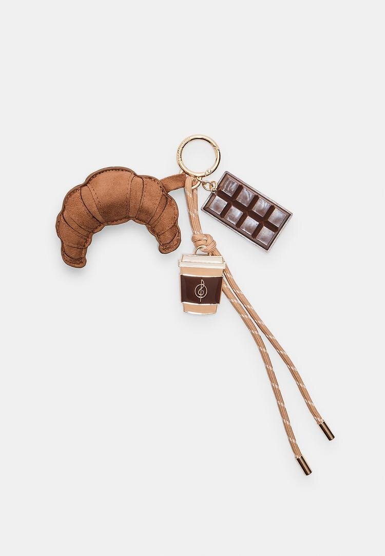 Stradivarius Breloc Cu Charmuri Cafea Și Croissant Maro Os