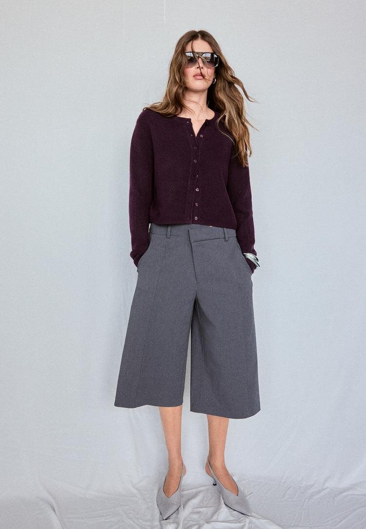 Stradivarius Cardigan Din Tricot Cu Nasturi Și Textură Moale Mov Xs