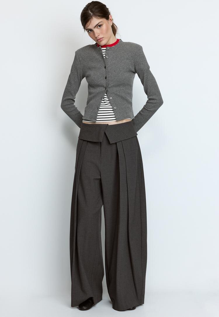 Stradivarius Cardigan Din Tricot Cu Pernițe Gri Marengo L