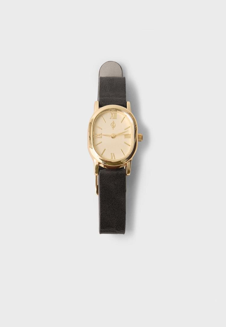 Stradivarius Ceas Cu Cadran Oval Negru Os