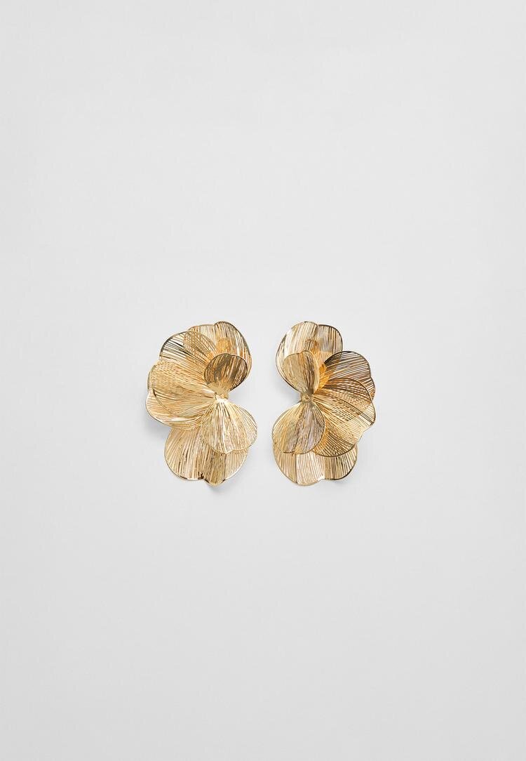 Stradivarius Cercei Evantai Cu Textură Florală Auriu Os