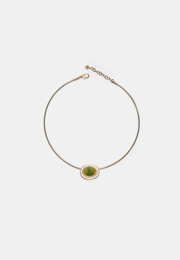 Stradivarius Choker Rigid Cu Charm Auriu Os