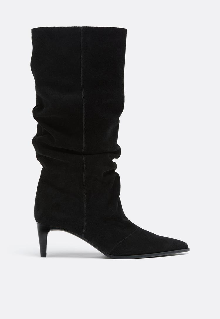 Stradivarius Cizme Cu Toc Slouchy Din Piele Negru 39