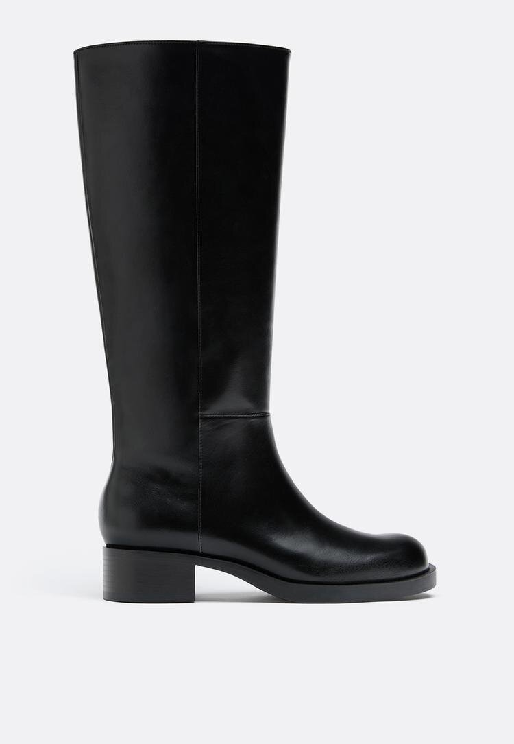 Stradivarius Cizme Joase Stil Biker Negru 41