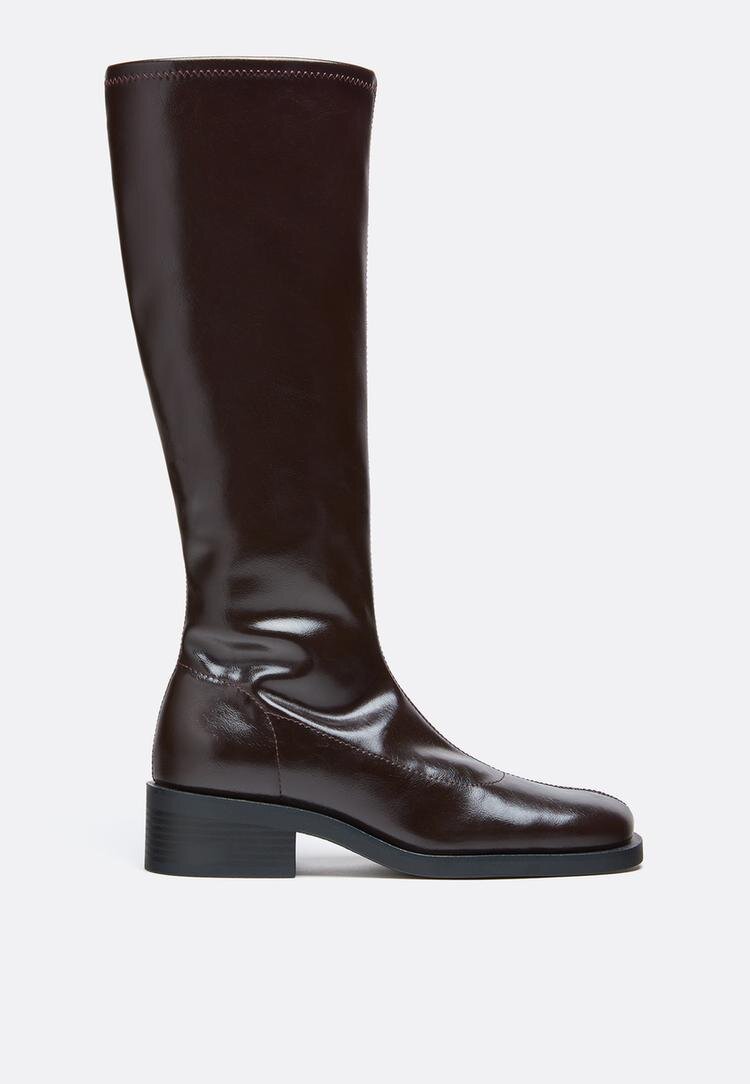 Stradivarius Cizme Plate Stretch Maro 35