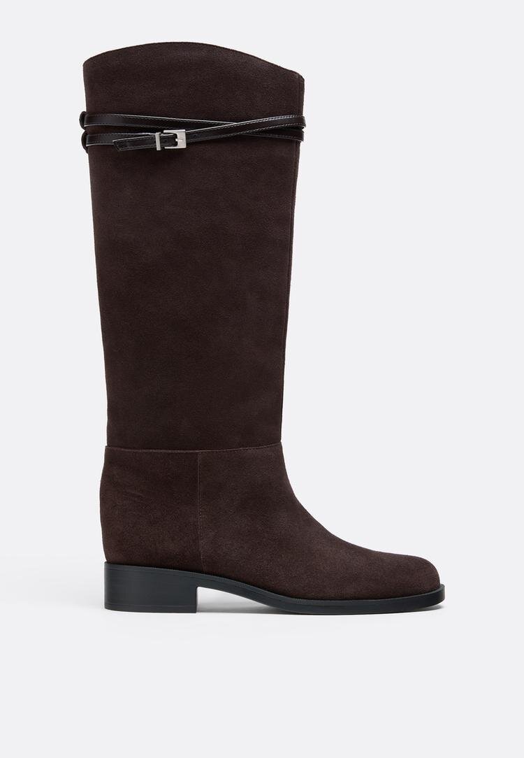Stradivarius Cizme Stil Călărie Din Piele Maro 41