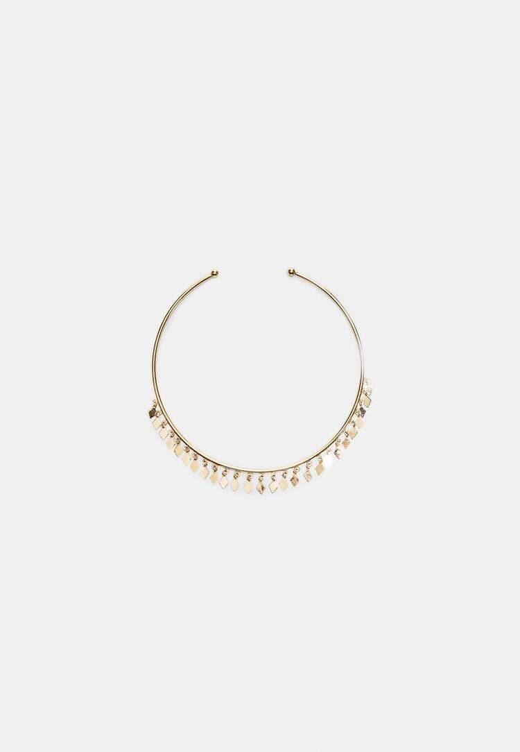 Stradivarius Colier Choker Cu Mini Pandantive Auriu Os
