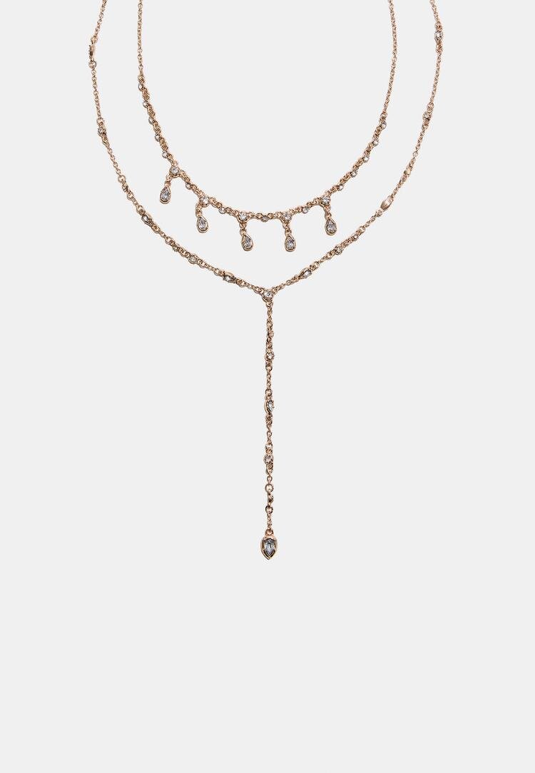 Stradivarius Colier Lariat Cu Detalii Strălucitoare Auriu Os