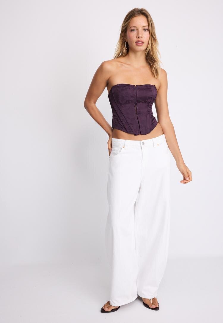 Stradivarius Corset Cu Șiret Purpuriu L
