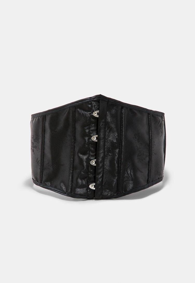 Stradivarius Corset-Curea Efect Satinat Negru Os