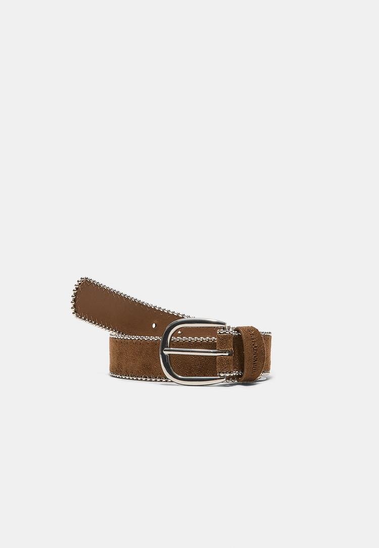 Stradivarius Curea Cu Biluțe Laterale Albastru 90