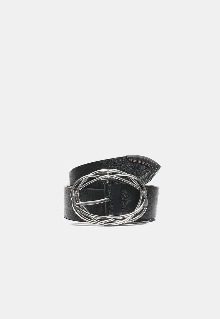 Stradivarius Curea Cu Cataramă Împletită Negru 90