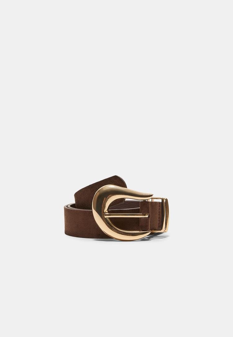 Stradivarius Curea Cu Cataramă Organică Maro 90