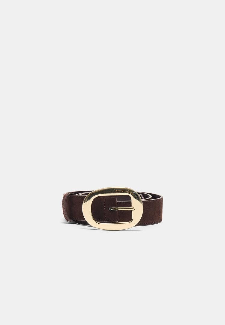 Stradivarius Curea Cu Cataramă Ovală Maro 90