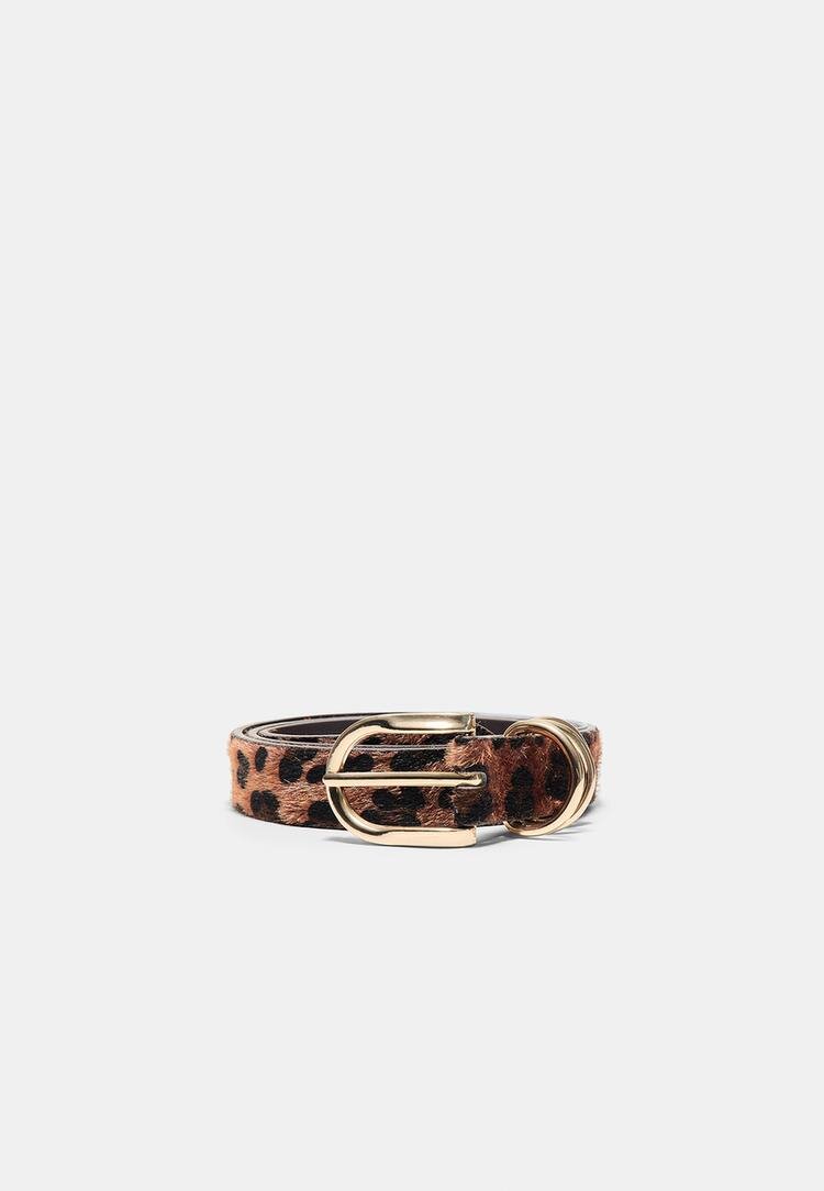 Stradivarius Curea Cu Imprimeu Leopard Albastru 80